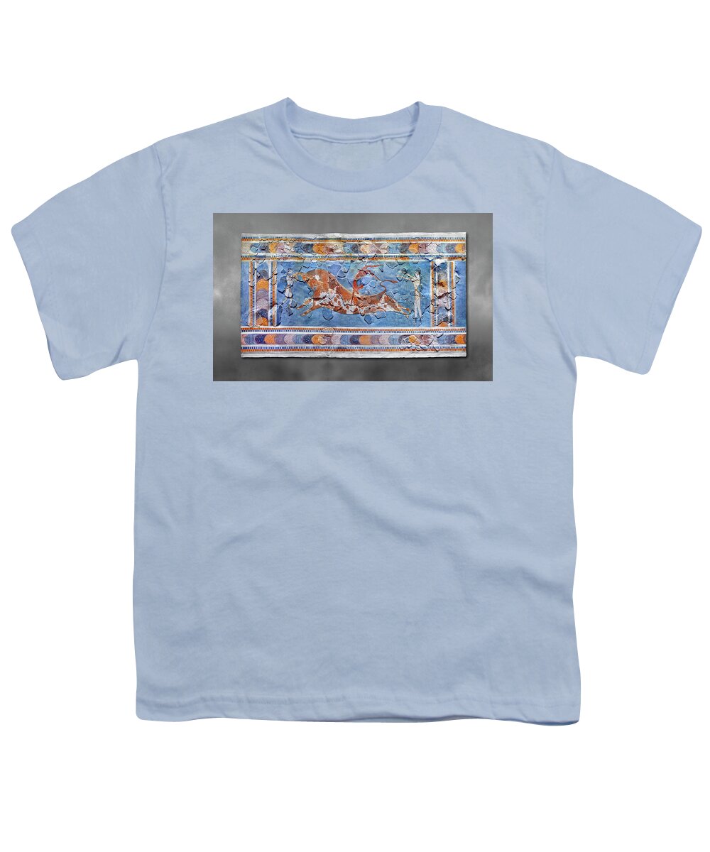 Wall Painting Knossos Youth T-Shirt featuring the photograph The Minoan Bull leaping fresco - Heraklion Archaeological Museum by Paul E Williams