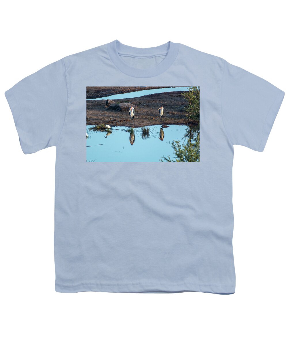 Stork Youth T-Shirt featuring the photograph The Marabou Stork Brothers by Douglas Wielfaert