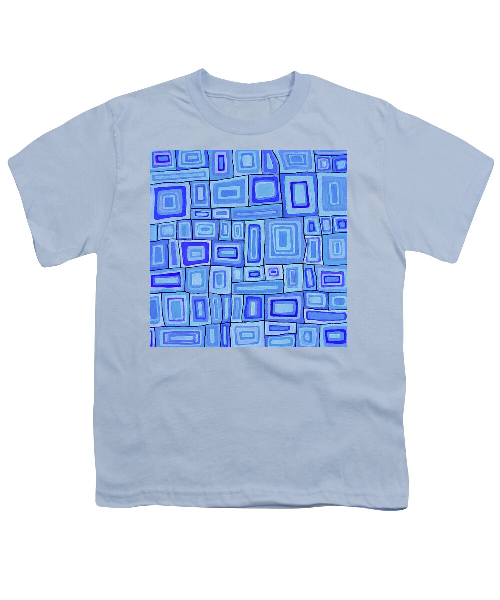 Abstract Squares Youth T-Shirt featuring the painting TIMES SQUARED SOULFUL Abstract Squares by Lynnie Lang