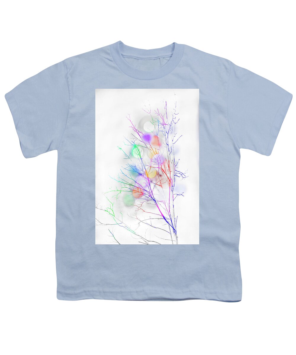 Tree Youth T-Shirt featuring the digital art Christmas Lights and a Skeleton Tree by Kathy Paynter