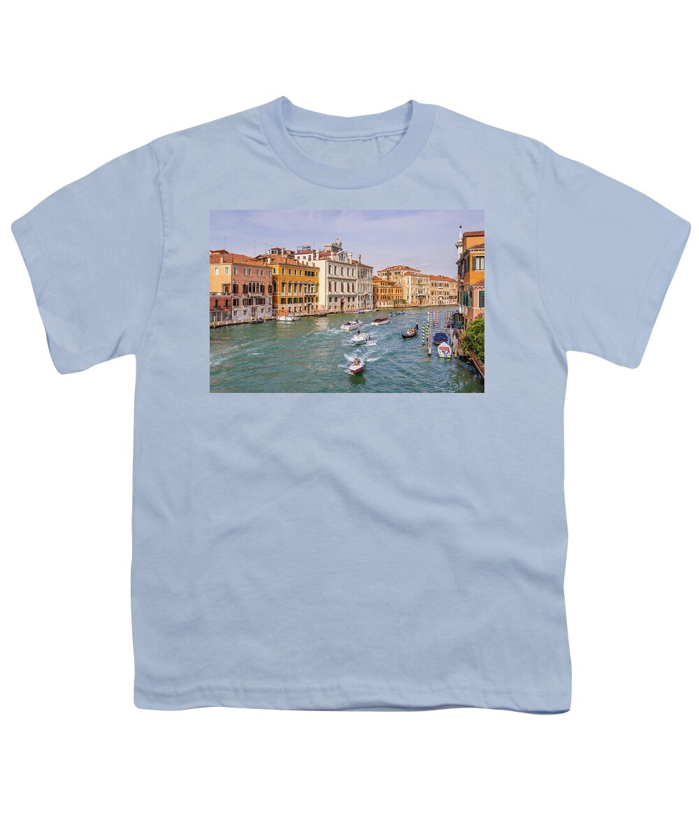 Venice Youth T-Shirt featuring the photograph View From The Accademia Bridge - Venice, Italy by Elvira Peretsman