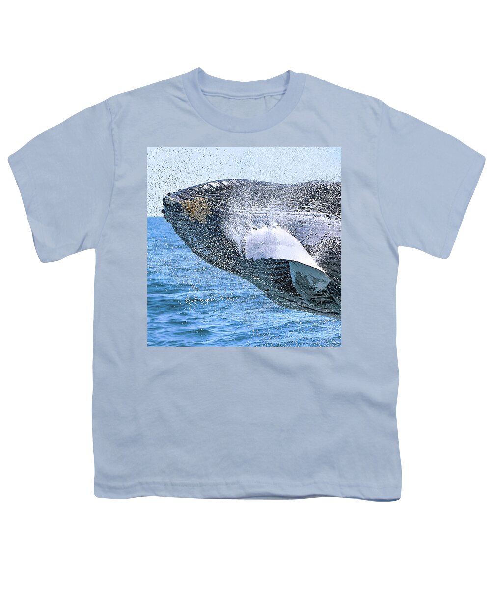 New England Youth T-Shirt featuring the photograph Whale Ahoy - Breaching Humpback by Rehna George