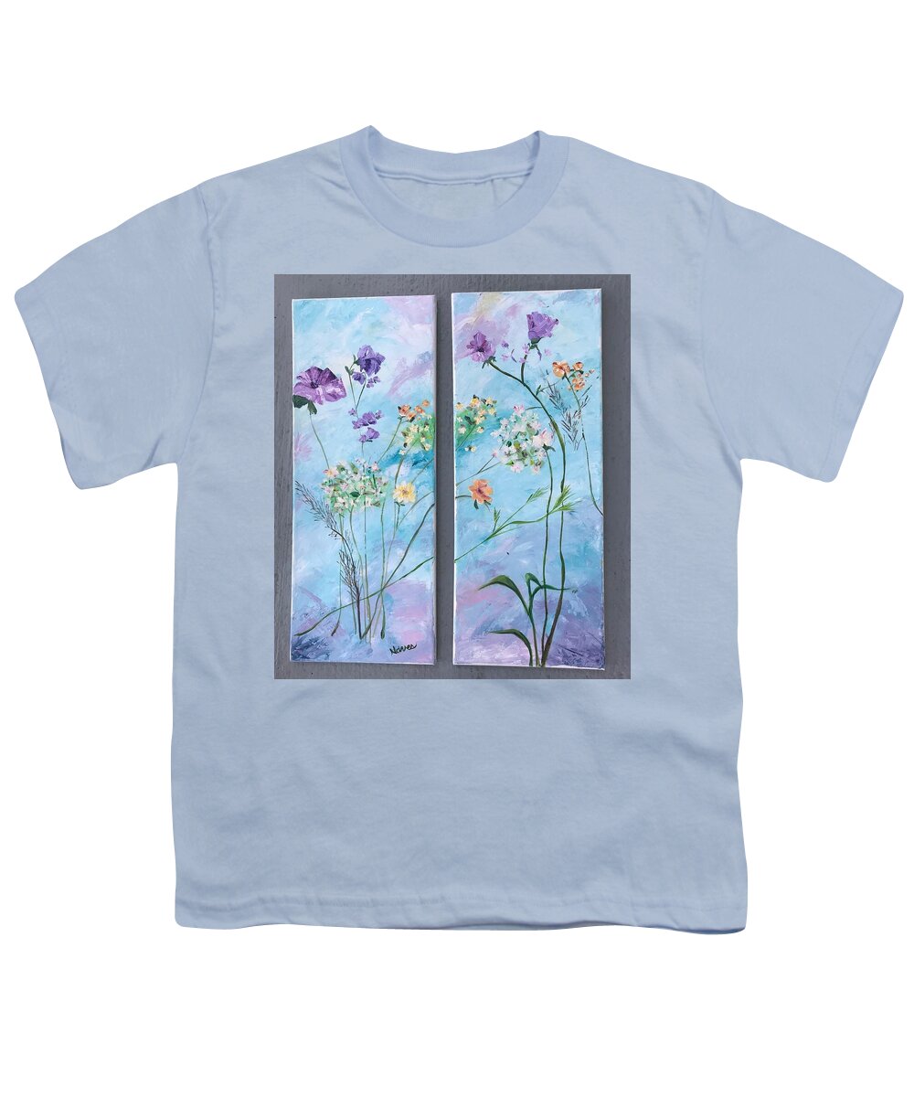 Wild Flowers Youth T-Shirt featuring the painting Wild Flowers Diptych by Deborah Naves