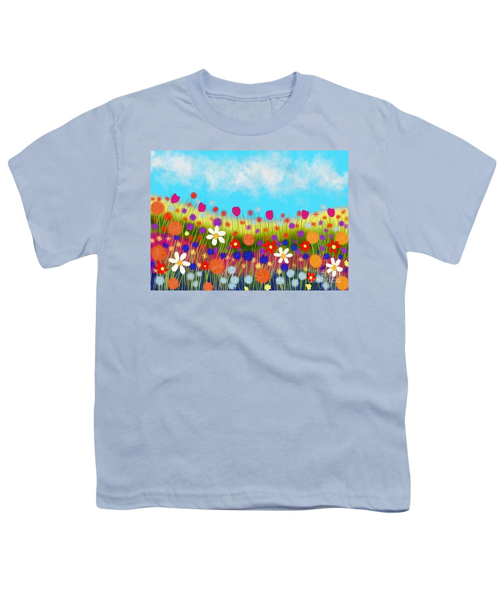 Wild Flowers Prints Youth T-Shirt featuring the digital art Wild flowers by Elaine Hayward