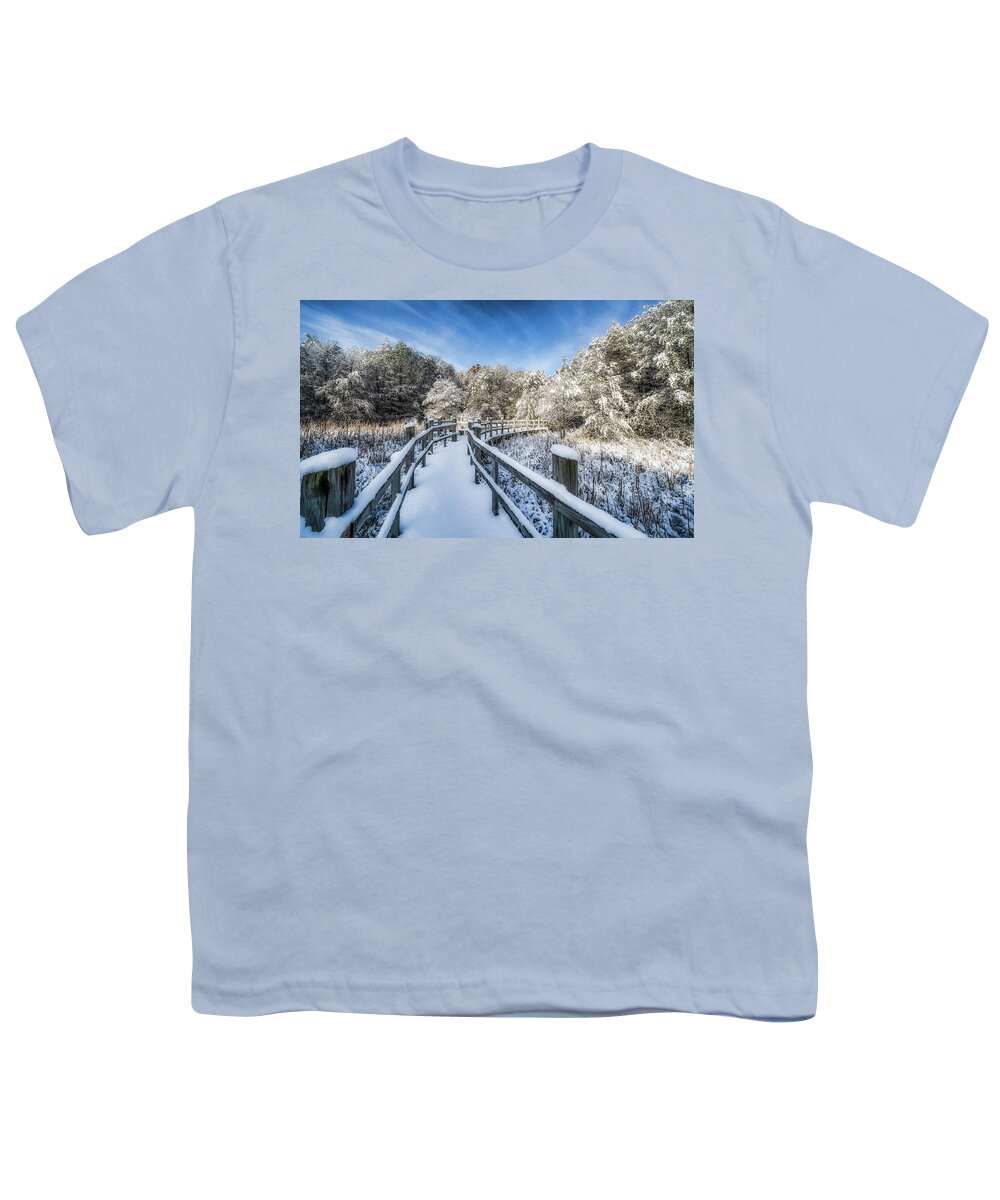 Madison Youth T-Shirt featuring the photograph Winter Boardwalk by Brad Bellisle