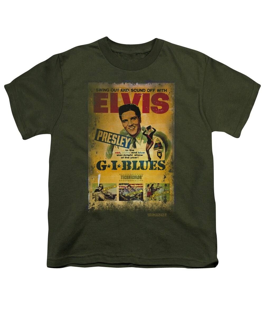 Elvis Youth T-Shirt featuring the digital art Elvis - Gi Blues Poster by Brand A