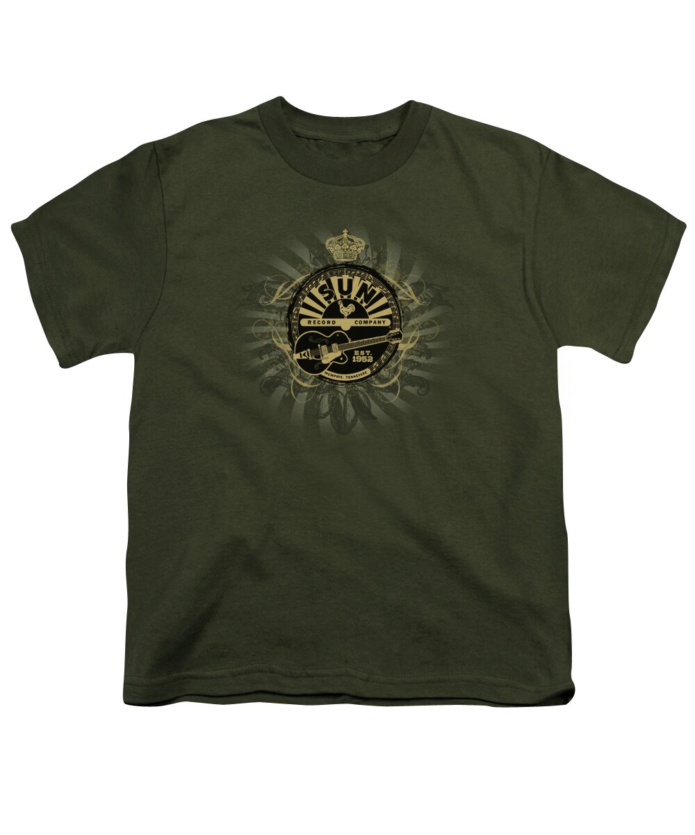 Sun Record Company Youth T-Shirt featuring the digital art Sun - Rock Heraldry by Brand A