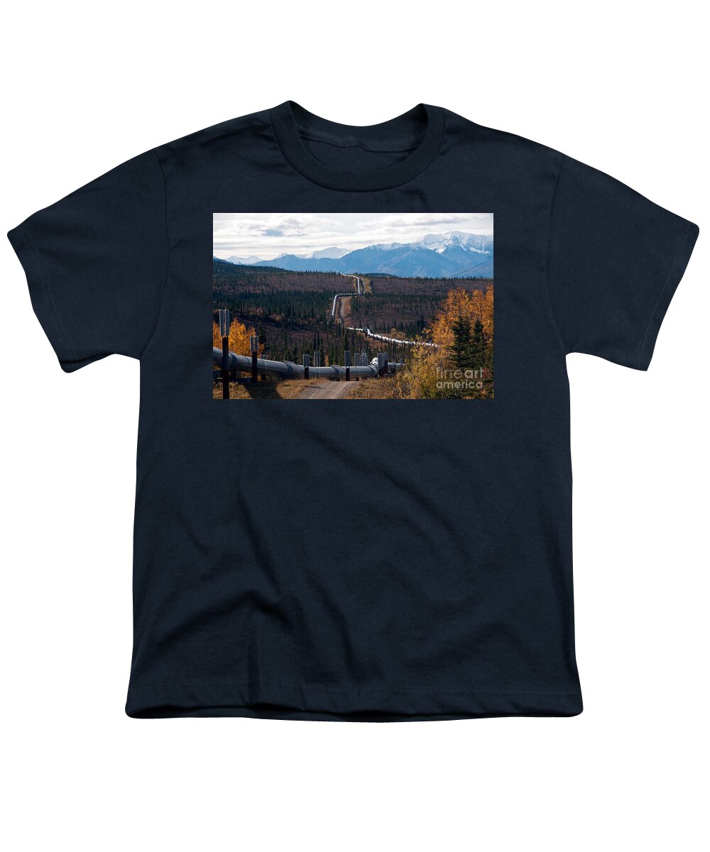 Nature Youth T-Shirt featuring the photograph Alaska Oil Pipeline by Mark Newman