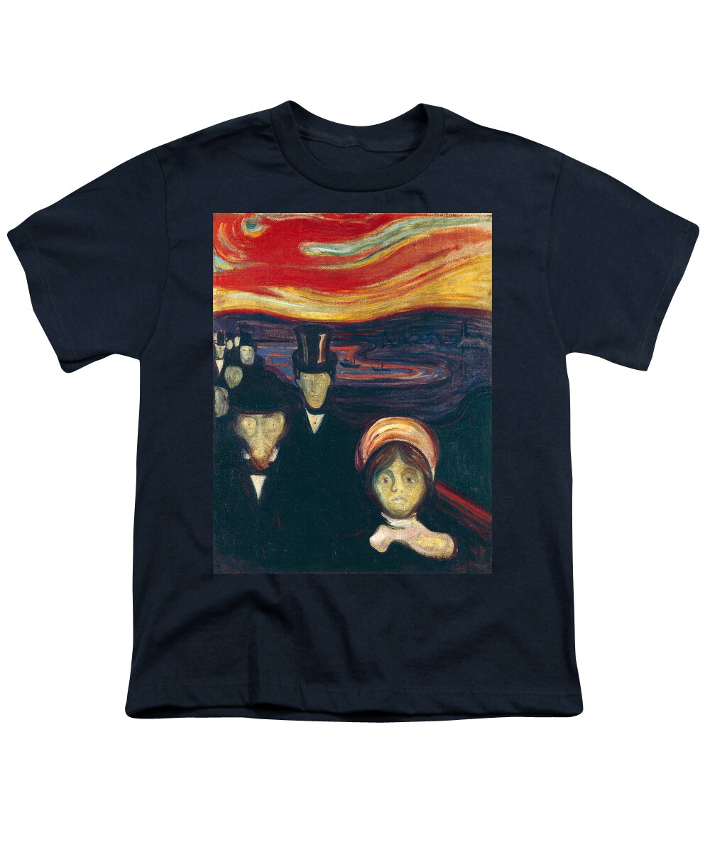 Edvard Munch Youth T-Shirt featuring the painting Anxiety #1 by Edvard Munch