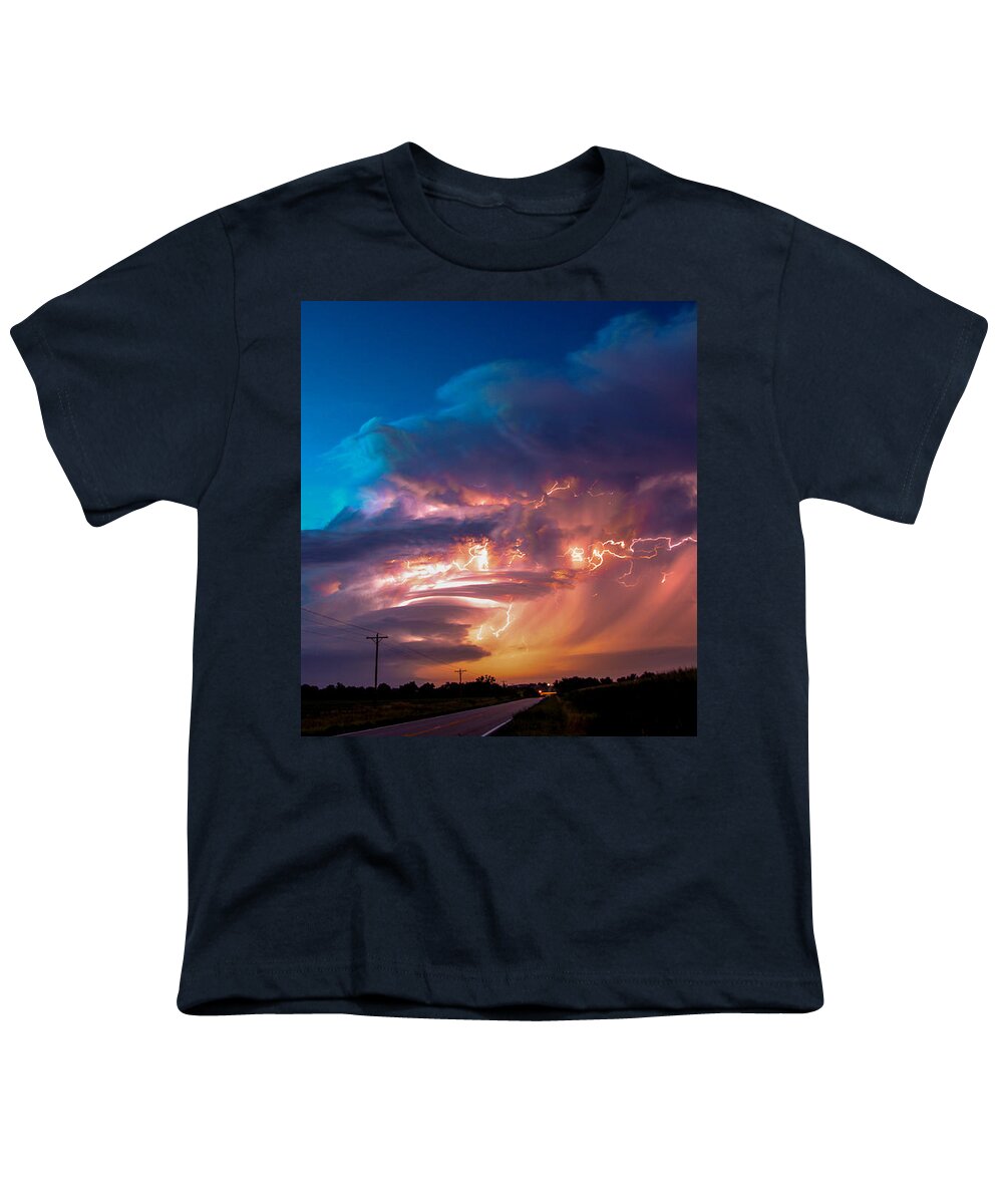 Stormscape Youth T-Shirt featuring the photograph Wicked Good Nebraska Supercell #20 by NebraskaSC