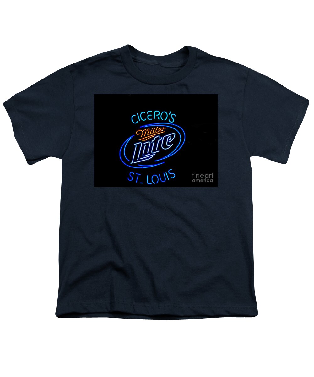  Youth T-Shirt featuring the photograph Cicero's and Miller Lite by Kelly Awad