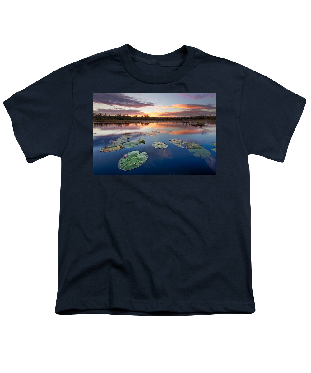 Clouds Youth T-Shirt featuring the photograph Everglades at Sunset by Debra and Dave Vanderlaan