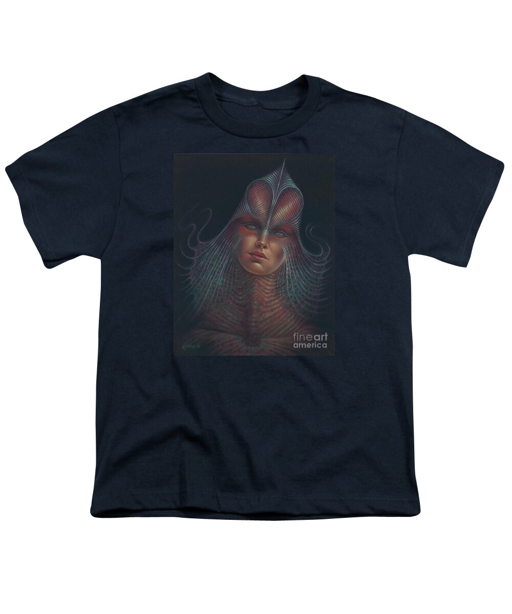 Sci-fi Youth T-Shirt featuring the painting Alien Portrait Il by Ricardo Chavez-Mendez