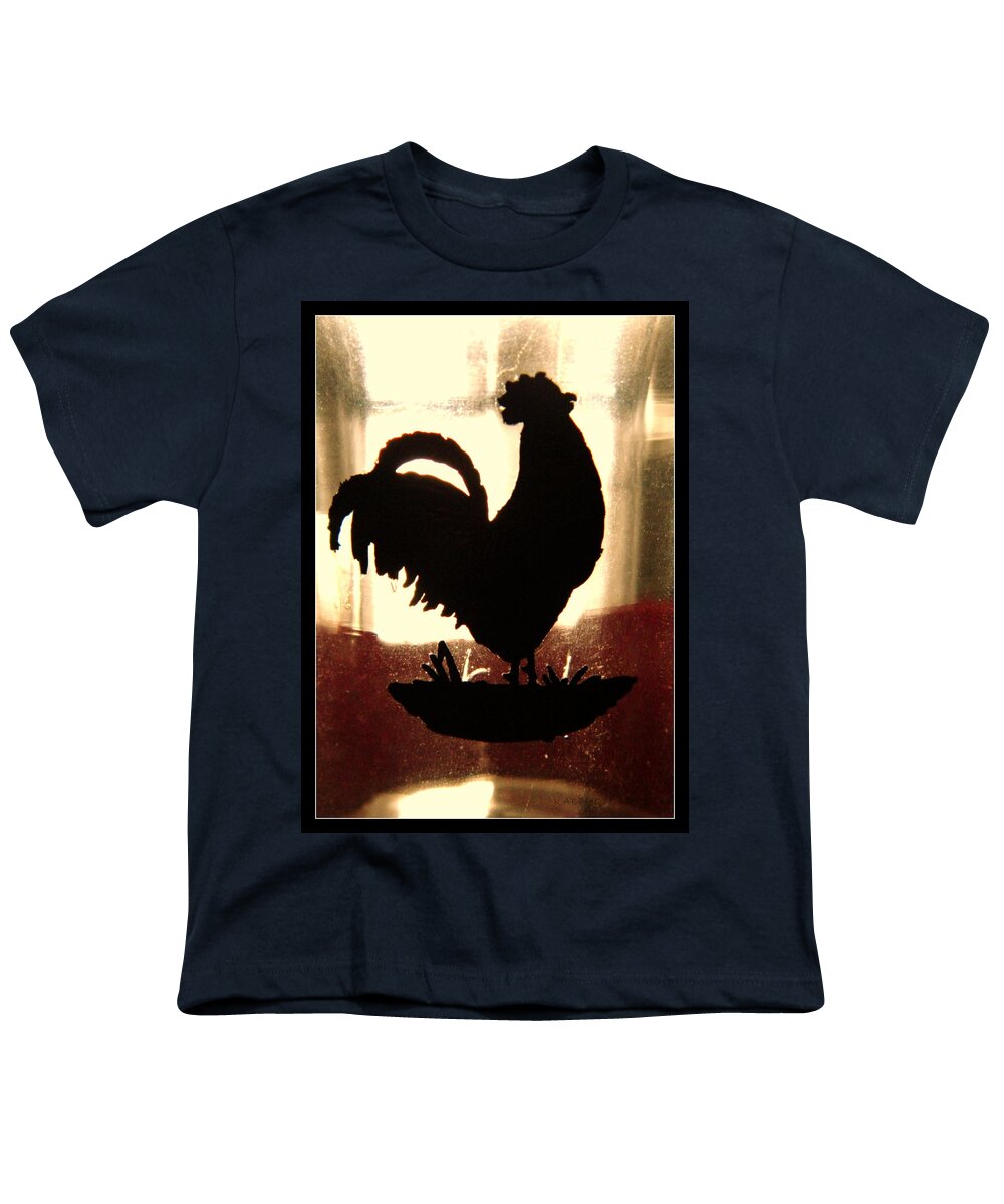 Sunlight Youth T-Shirt featuring the photograph Antique Glass Chicken Silhouette by Kathy Barney