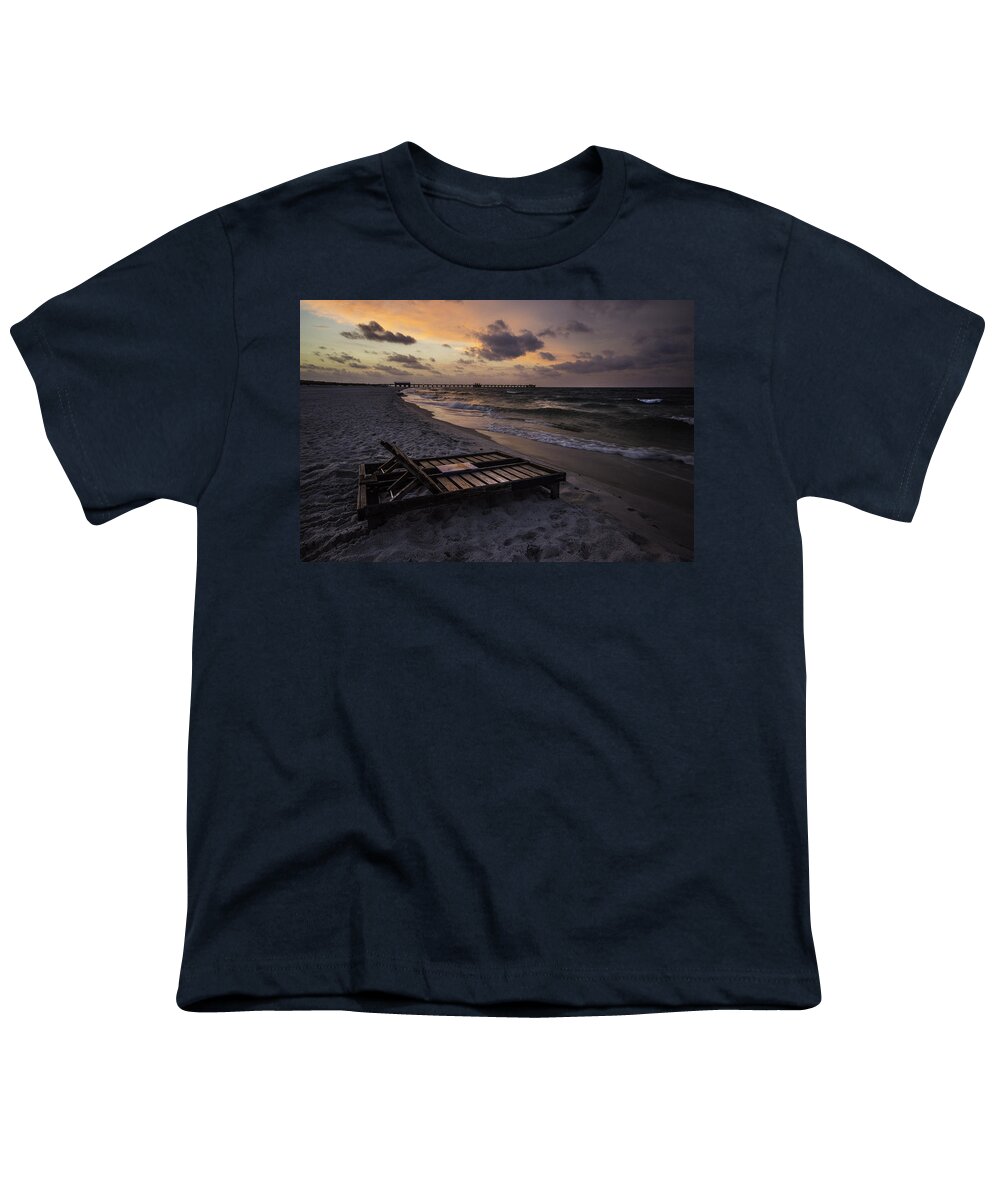 Palm Youth T-Shirt featuring the digital art Beach Chair Sunrise by Michael Thomas