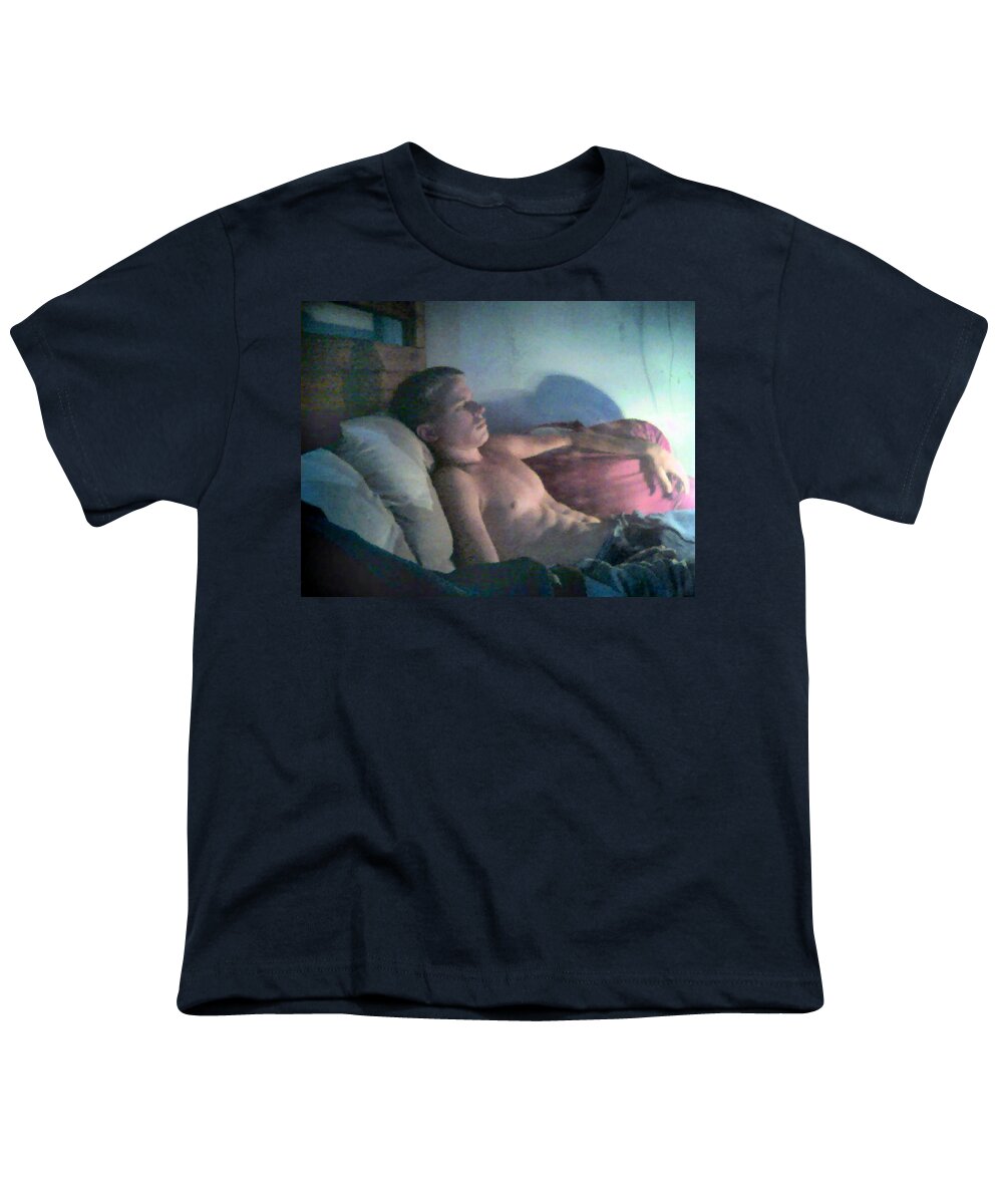 Can't Sleep Youth T-Shirt featuring the painting Can't Sleep  by Troy Caperton