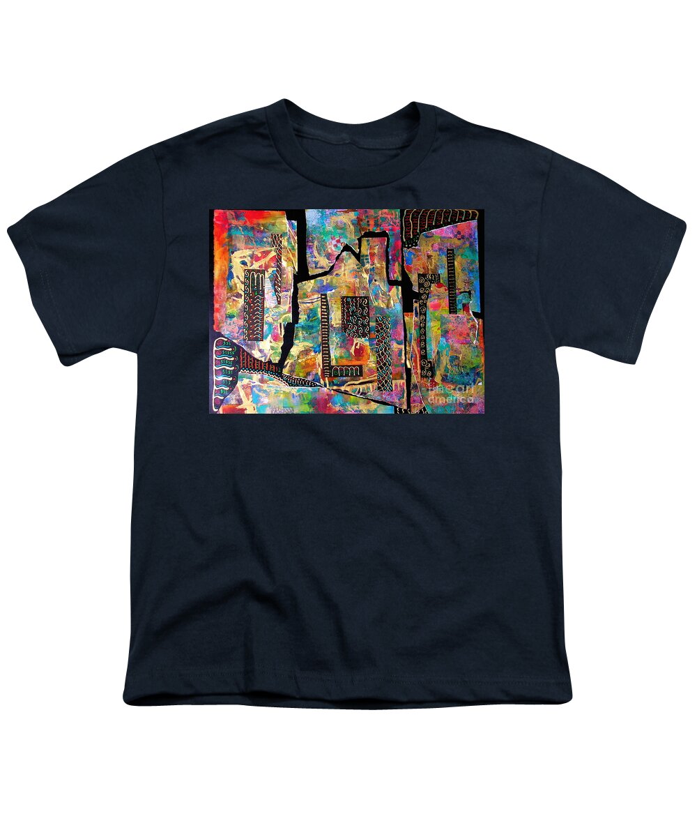 Non Objective Design Youth T-Shirt featuring the mixed media Color Abounds by Genie Morgan