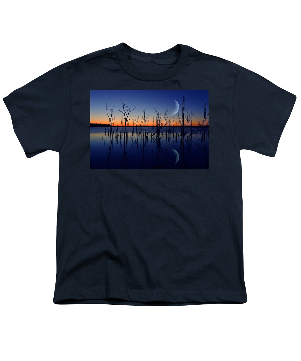 Crescent Moon Youth T-Shirt featuring the photograph The Crescent Moon by Raymond Salani III