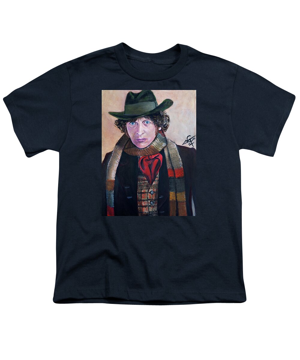Tom Baker Youth T-Shirt featuring the painting Dr Who #4 - Tom Baker by Tom Carlton