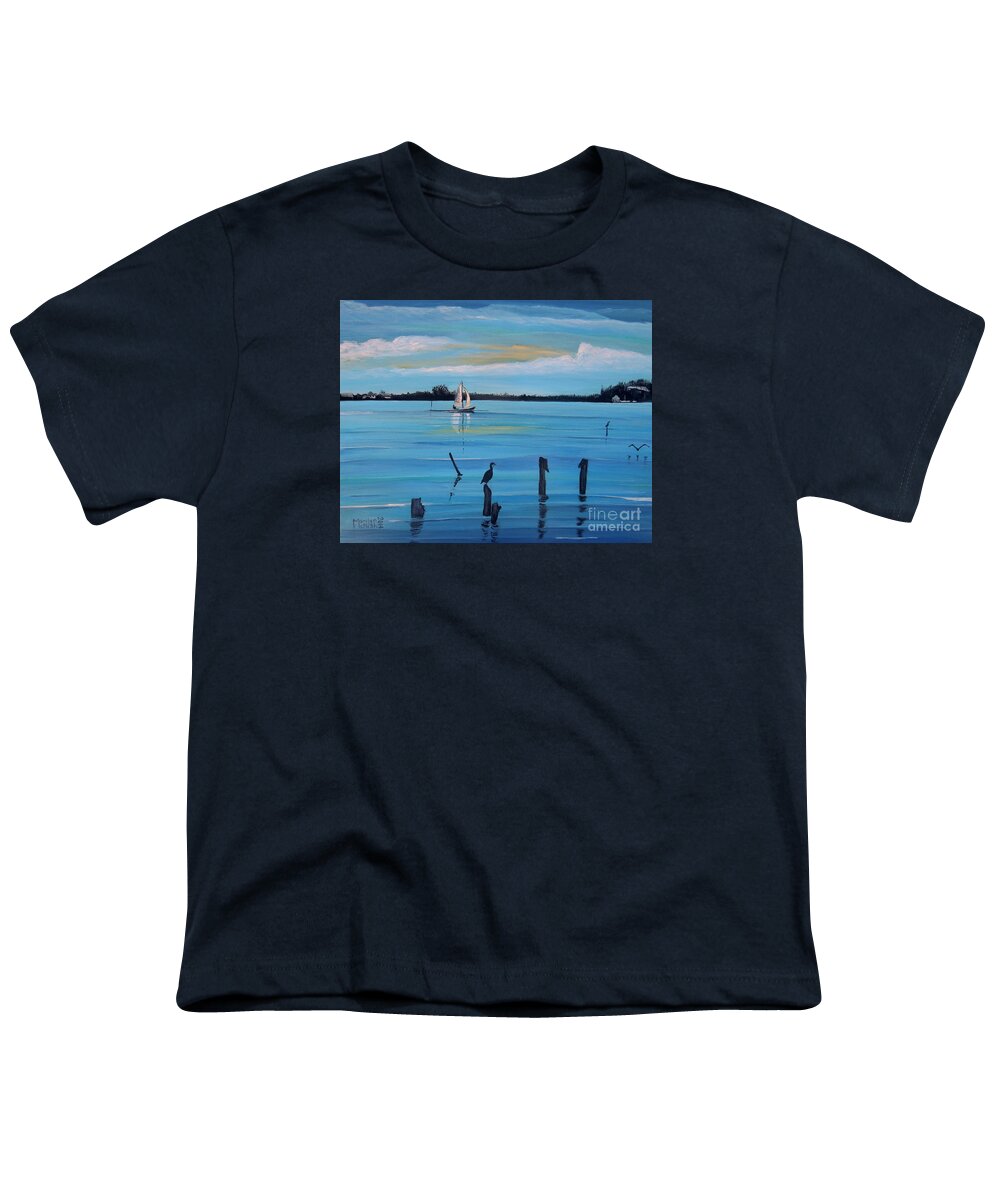 San Pedro Youth T-Shirt featuring the painting Dusk approaching by Marilyn McNish
