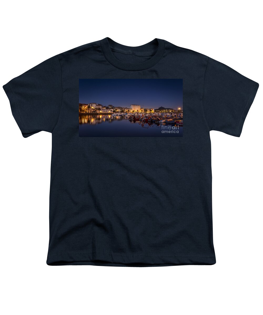 Ferrol Youth T-Shirt featuring the photograph Fishing Port of Ferrol by Night Galicia Spain by Pablo Avanzini