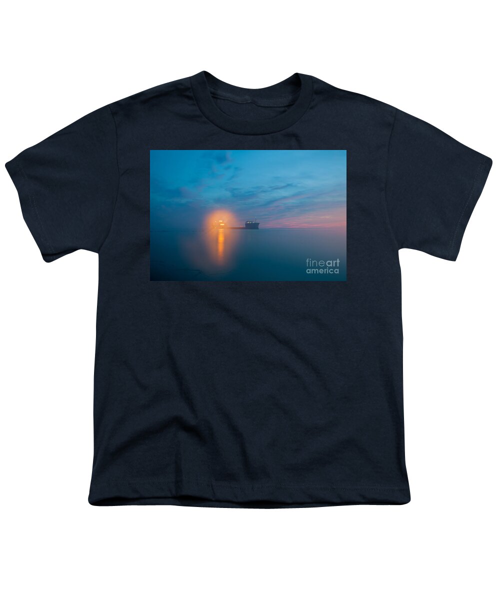 Fog Youth T-Shirt featuring the photograph Fog over Charleston Harbor by Dale Powell