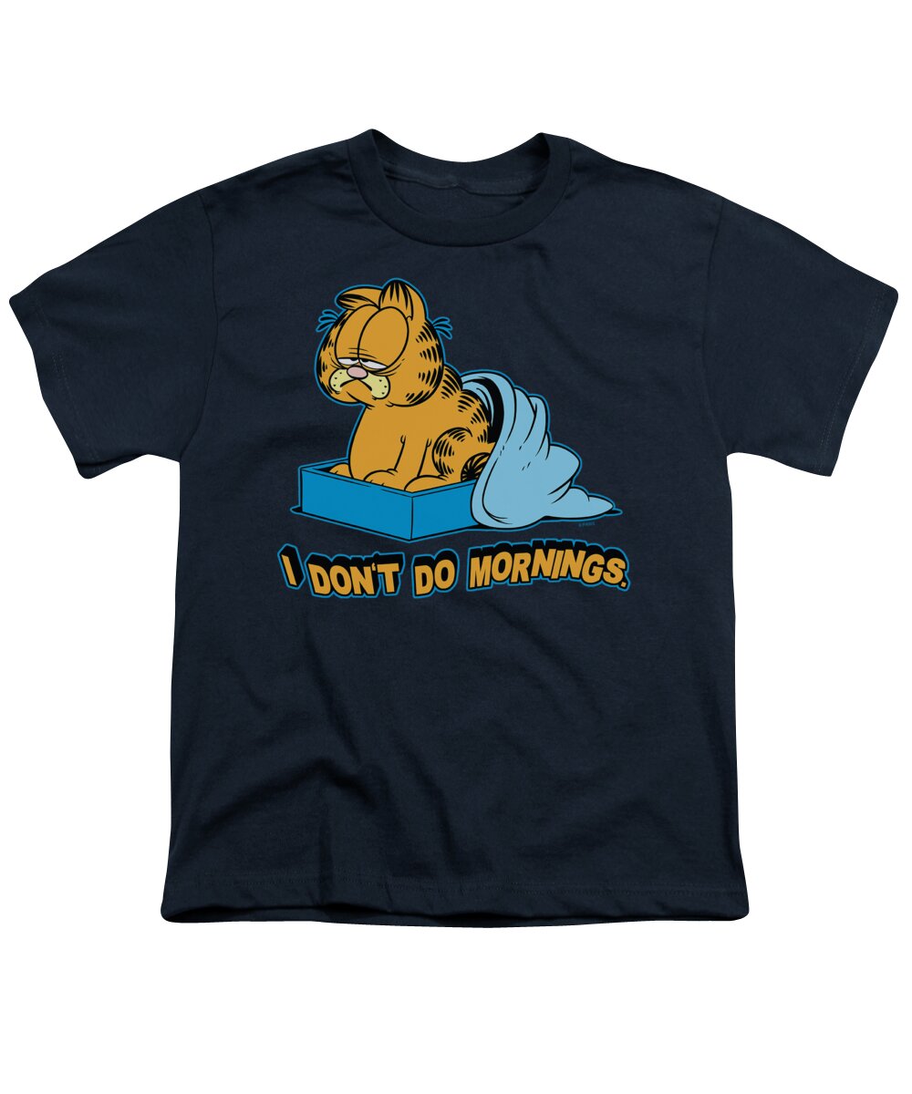 Garfield Youth T-Shirt featuring the digital art Garfield - I Don't Do Mornings by Brand A