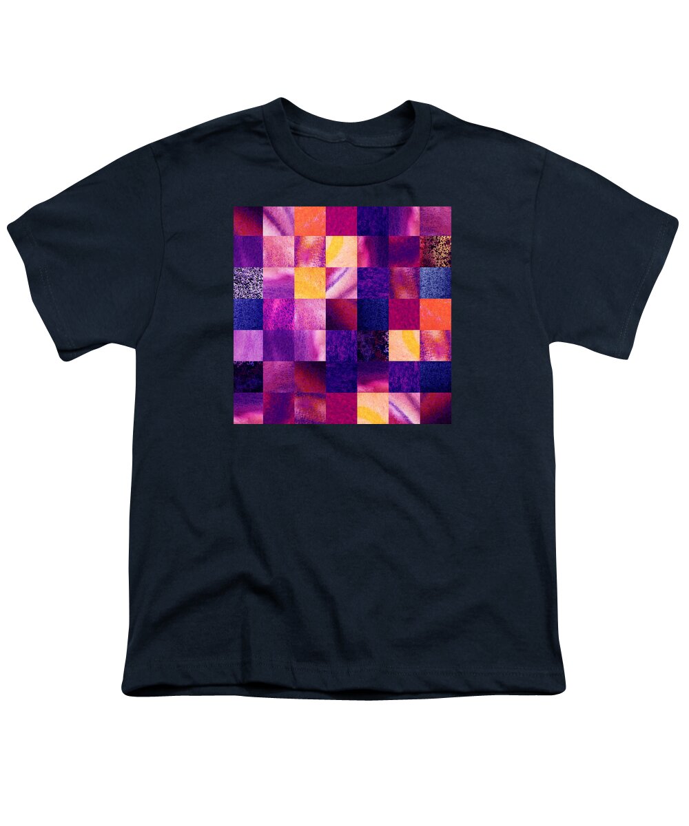 Abstract Youth T-Shirt featuring the painting Geometric Design Squares Pattern Abstract V by Irina Sztukowski