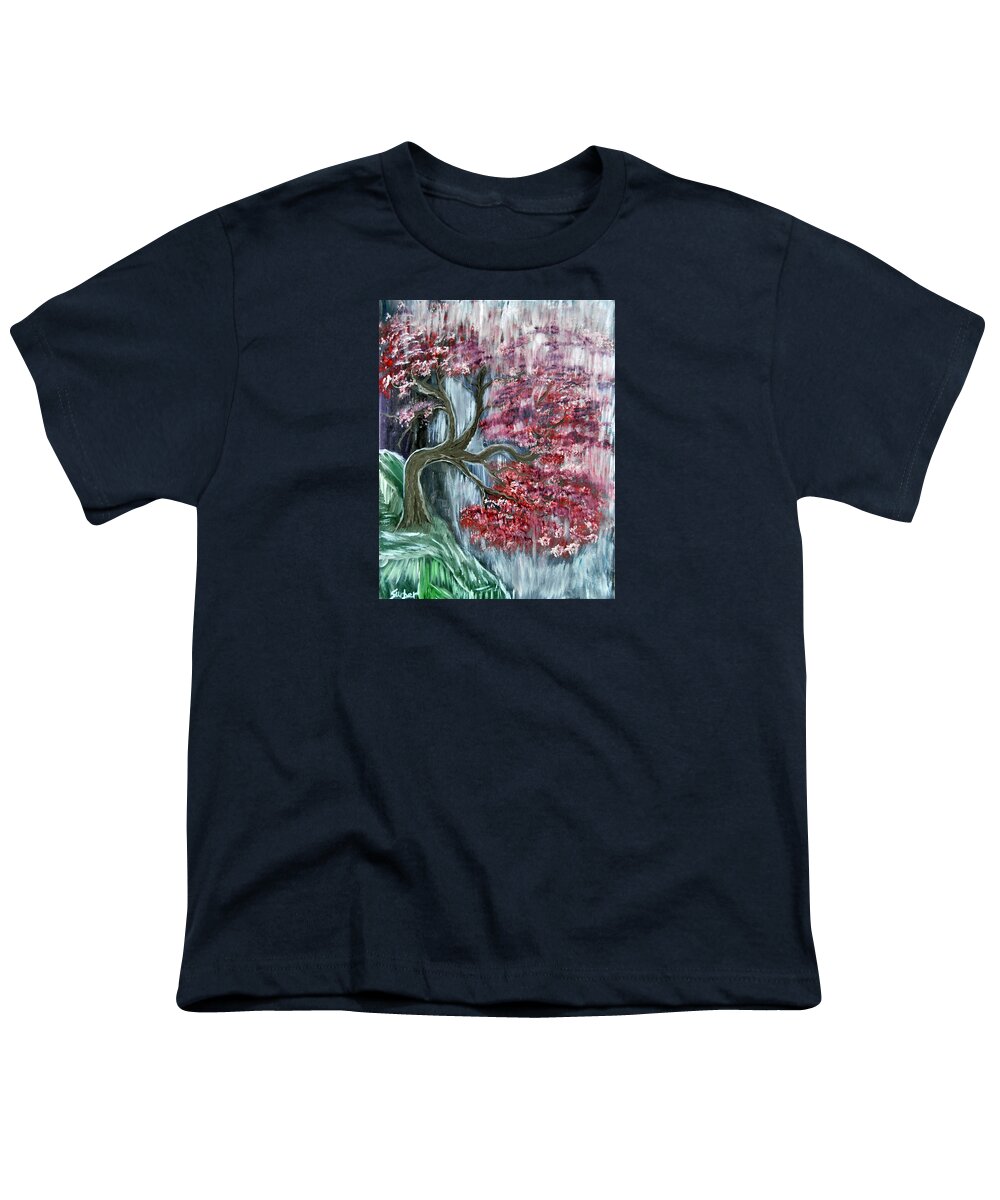Landscape Youth T-Shirt featuring the painting It Rains on a Tree by Suzanne Surber