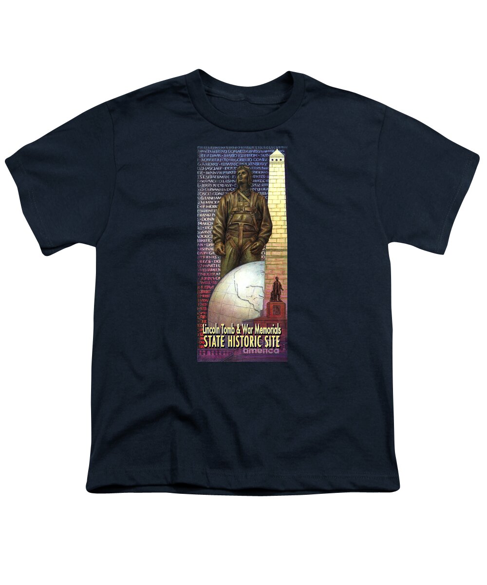 Veterans Youth T-Shirt featuring the painting Lincoln Tomb and War Memorials Street Banners Korean War Pilot by Jane Bucci