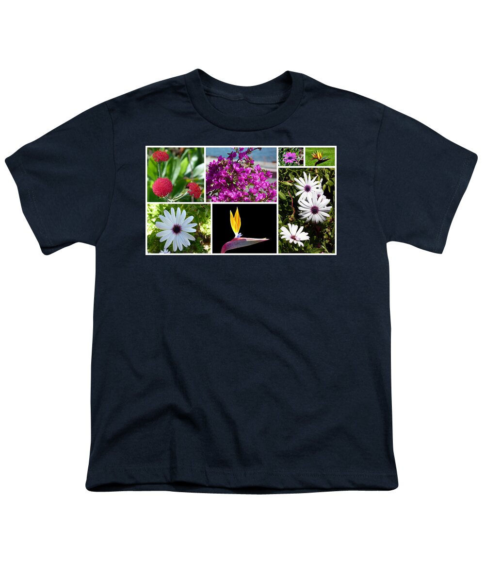 Madeira Youth T-Shirt featuring the photograph Madeiran Flower Collage by Lynn Bolt