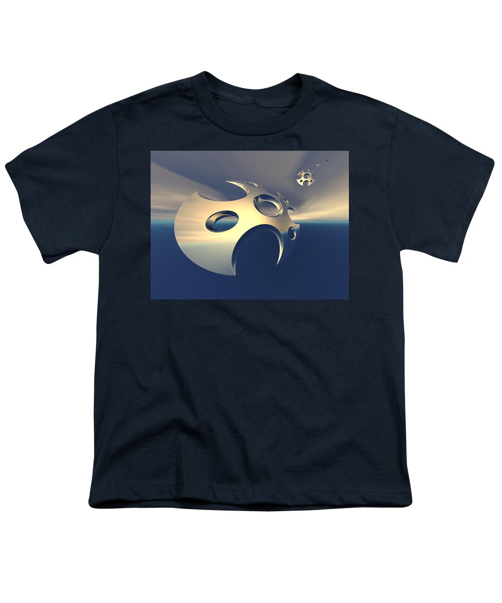 Space Youth T-Shirt featuring the digital art Metallic Space Pods by Phil Perkins