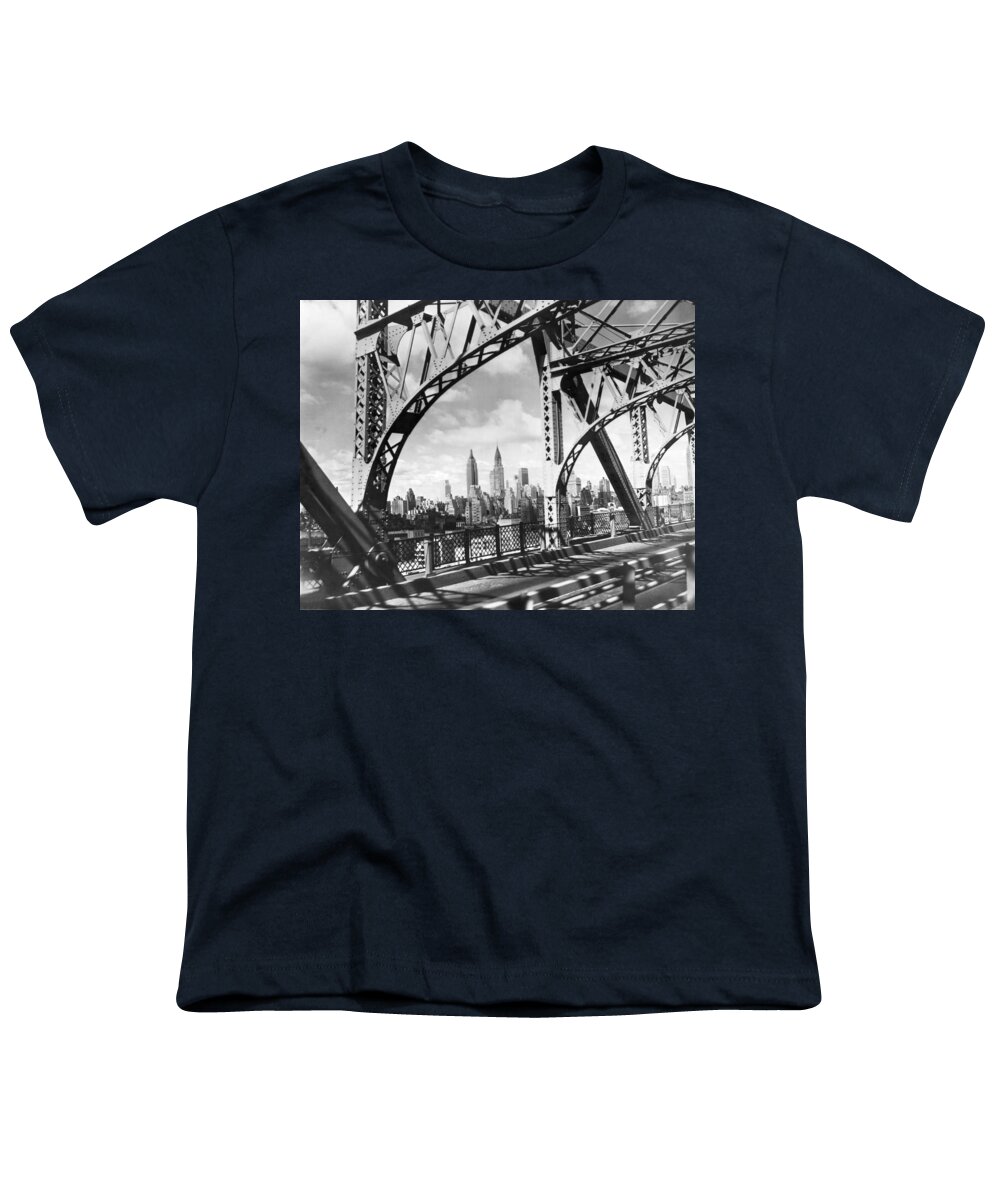 1937 Youth T-Shirt featuring the photograph MIdtown Manhattan 1937 View by Underwood Archives