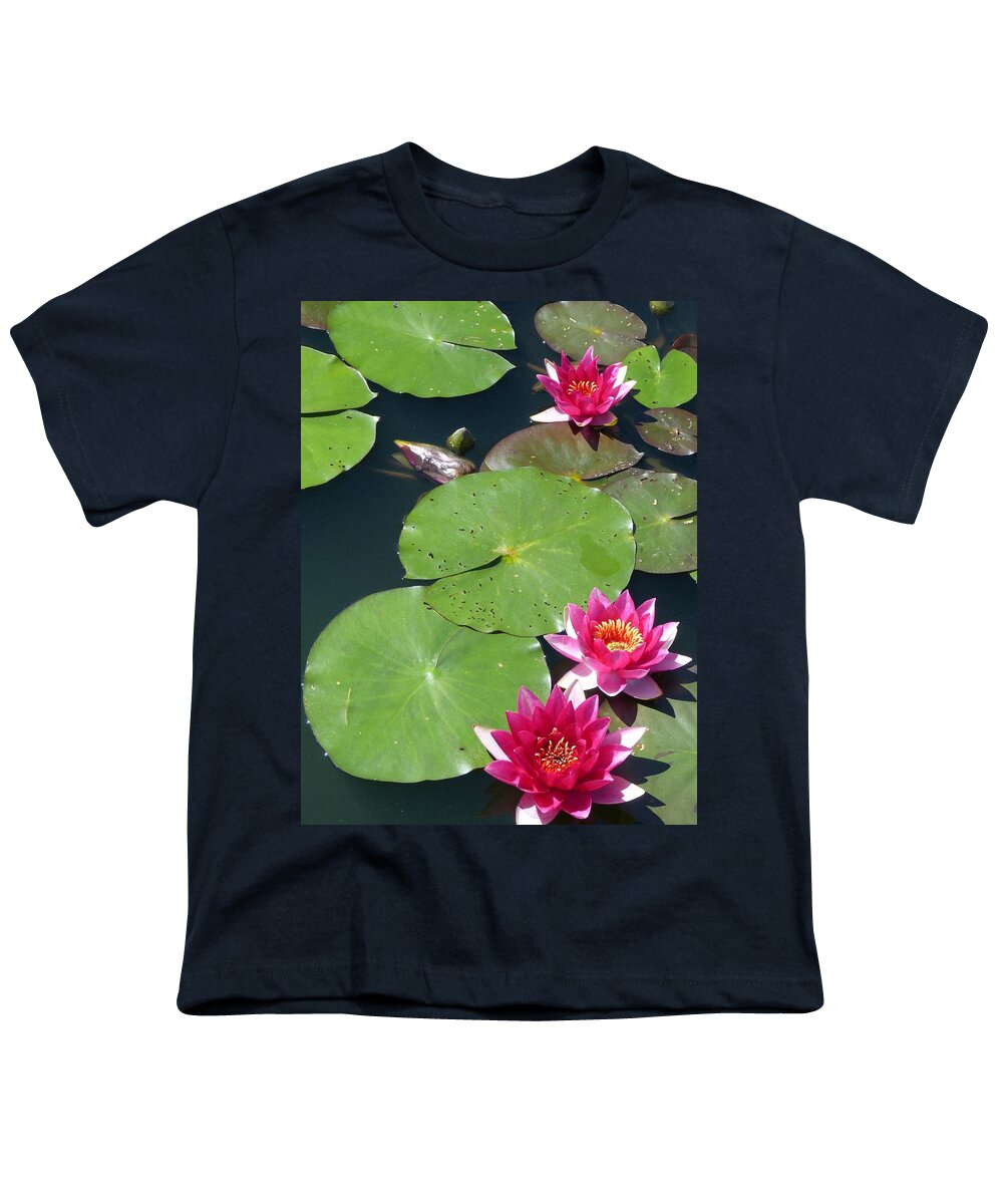 Flower Youth T-Shirt featuring the photograph Monet's Waterlilies III by Marguerita Tan