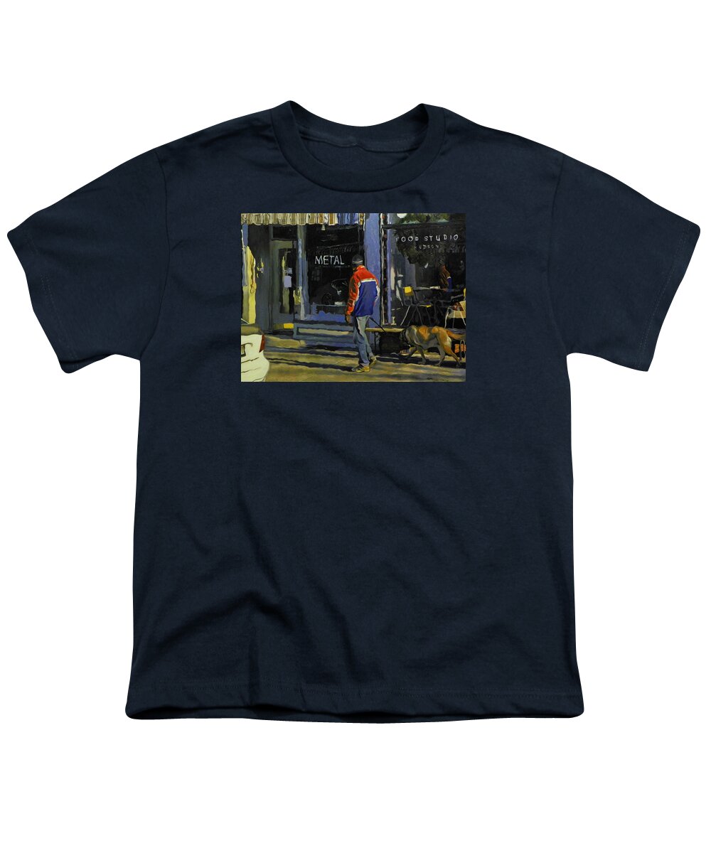 Hudson Youth T-Shirt featuring the painting Morning Walk by Kenneth Young