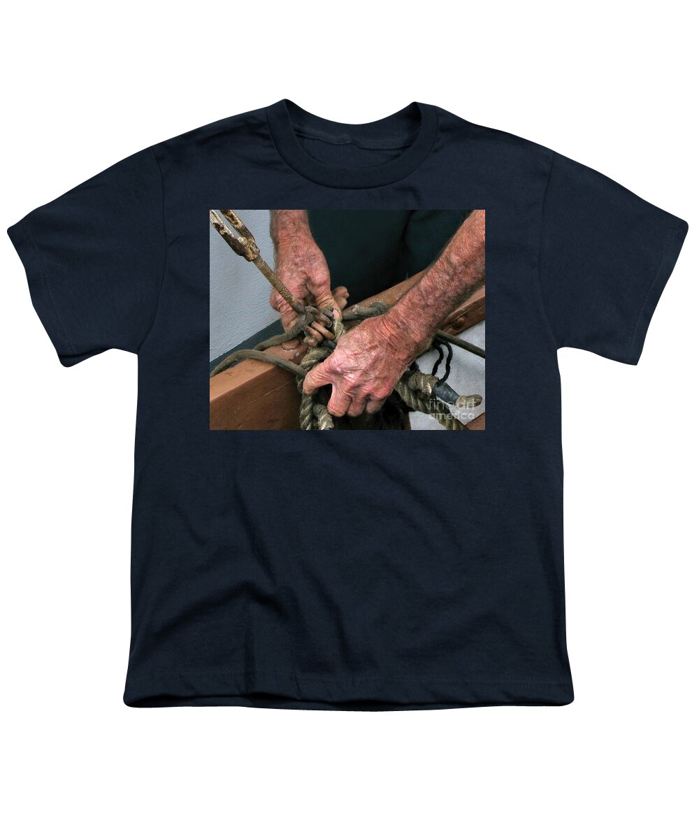 Hands Youth T-Shirt featuring the photograph Old Hands and the Sea by Jennie Breeze