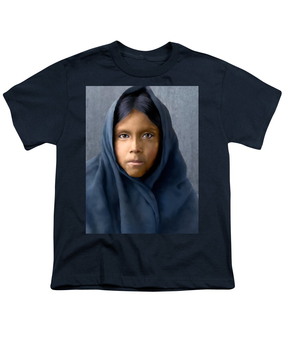 Qahatika Youth T-Shirt featuring the digital art Qahatika girl by Rick Mosher
