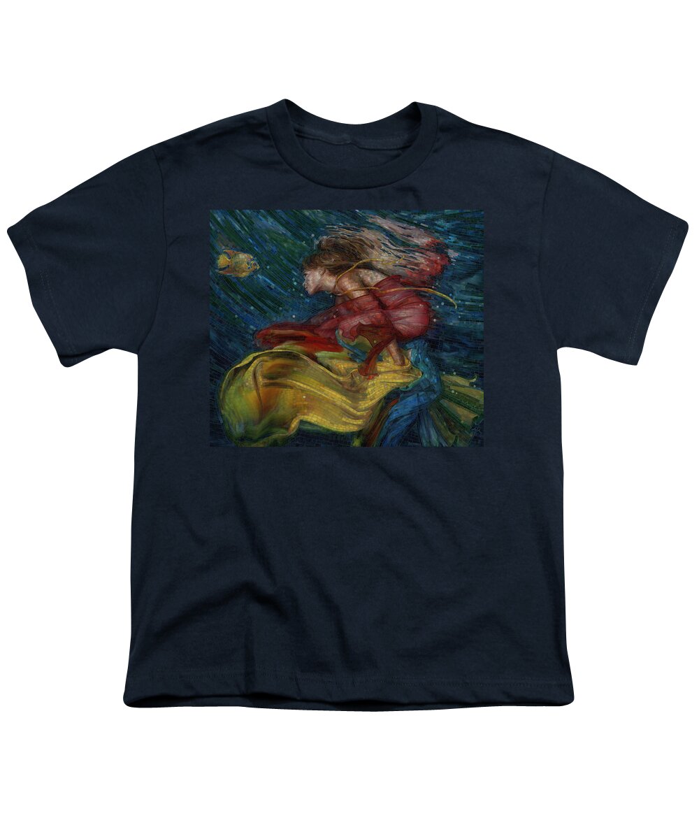 Angelfish Youth T-Shirt featuring the glass art Queen of the Angels by Mia Tavonatti