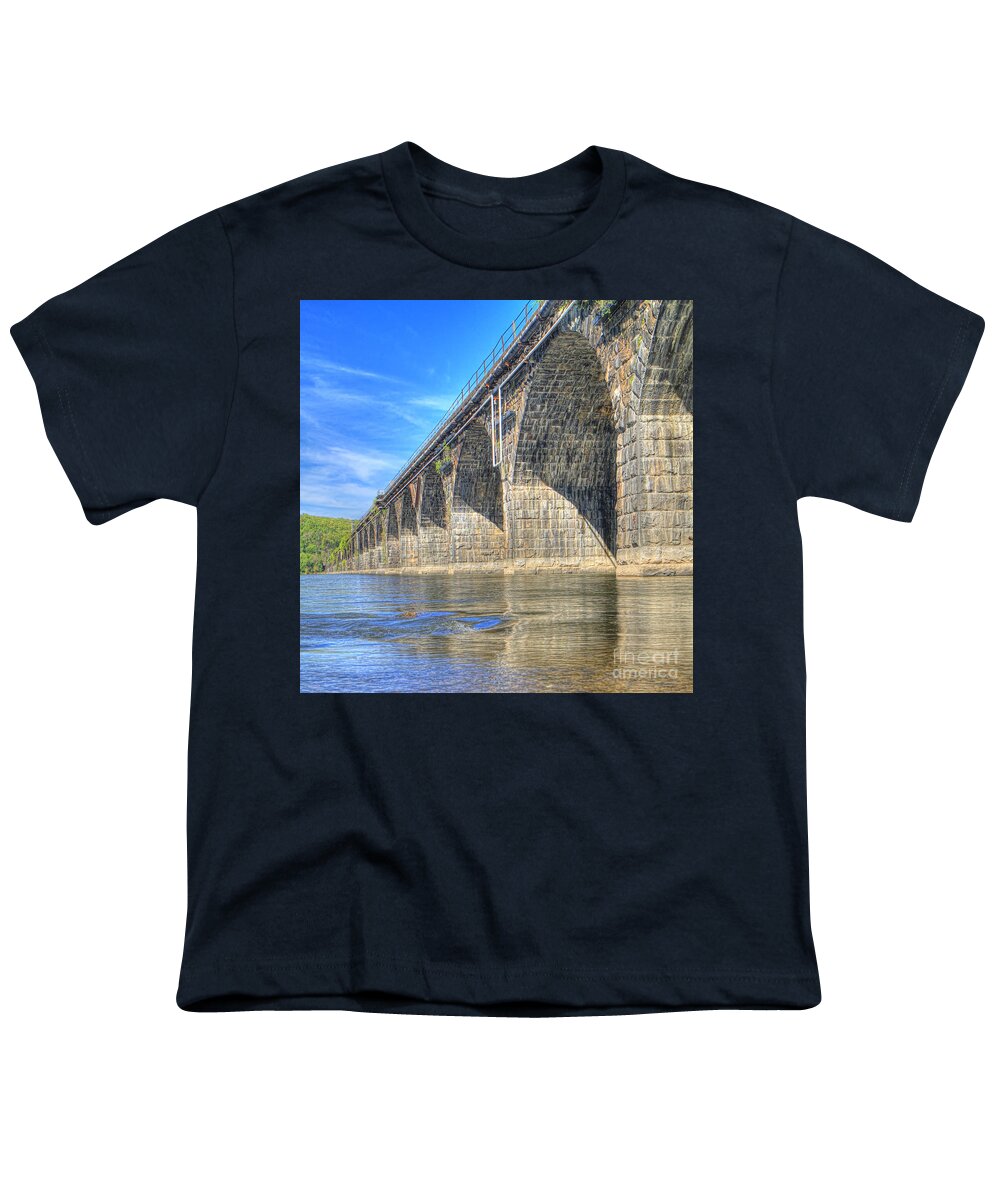 Harrisburg Youth T-Shirt featuring the photograph Rockville Bridge by Geoff Crego