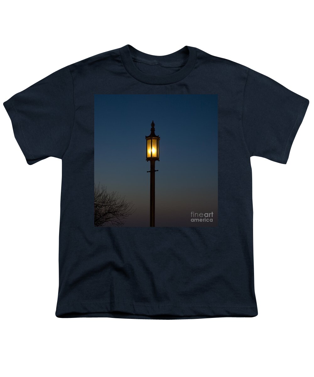 Street Lamp Youth T-Shirt featuring the photograph Solitary gas light by Tim Mulina