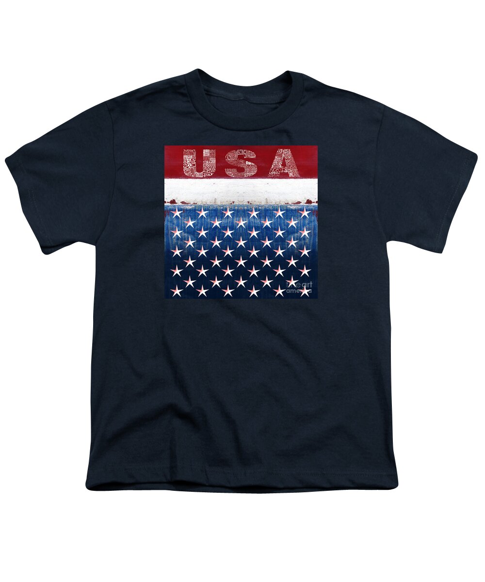 Usa Youth T-Shirt featuring the digital art States Stars And Stripes 2 by Wendy Wilton