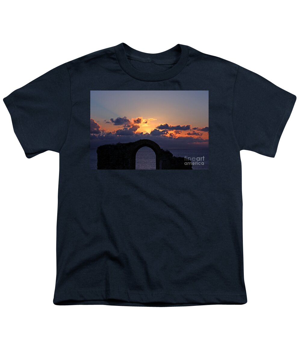 Cornwall Youth T-Shirt featuring the photograph Sunset Clouds at Botallack Cornwall by Terri Waters