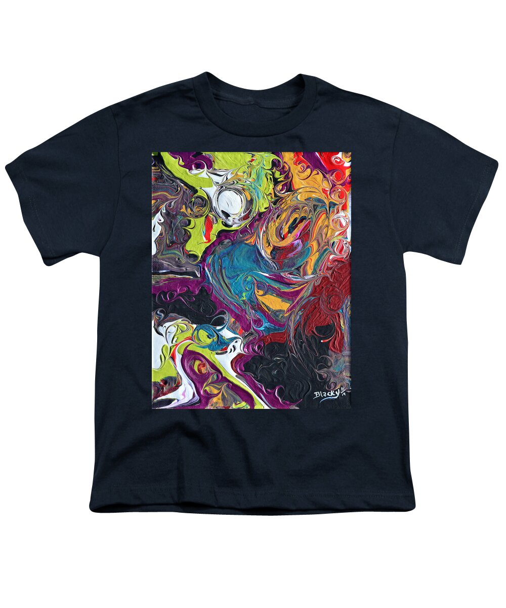 Bold Abstract Youth T-Shirt featuring the painting Swirling Around Me by Donna Blackhall