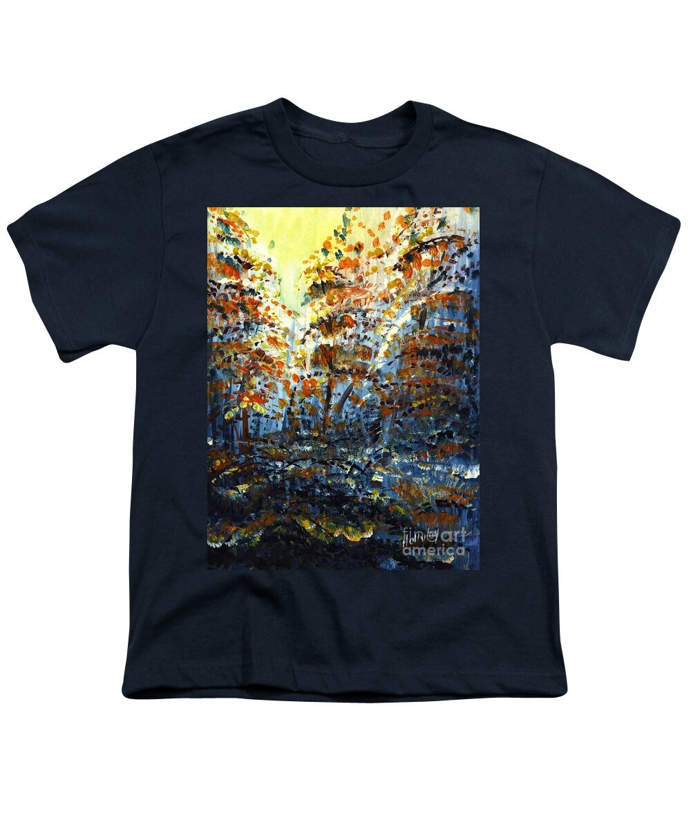 Autumn Youth T-Shirt featuring the painting Tim's Autumn Trees by Holly Carmichael