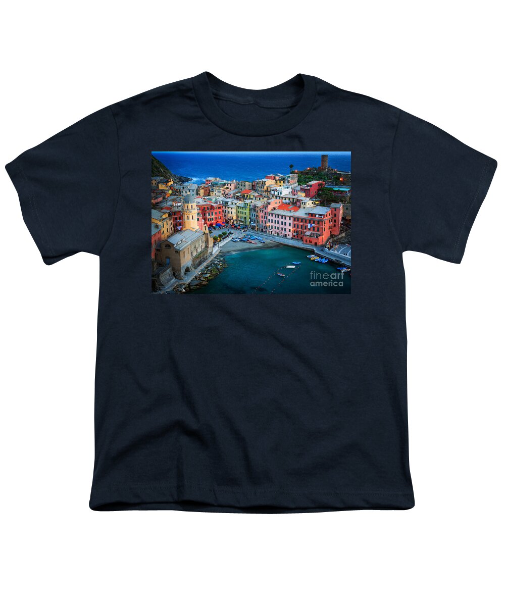 Cinque Terre Youth T-Shirt featuring the photograph Vernazza Sera by Inge Johnsson