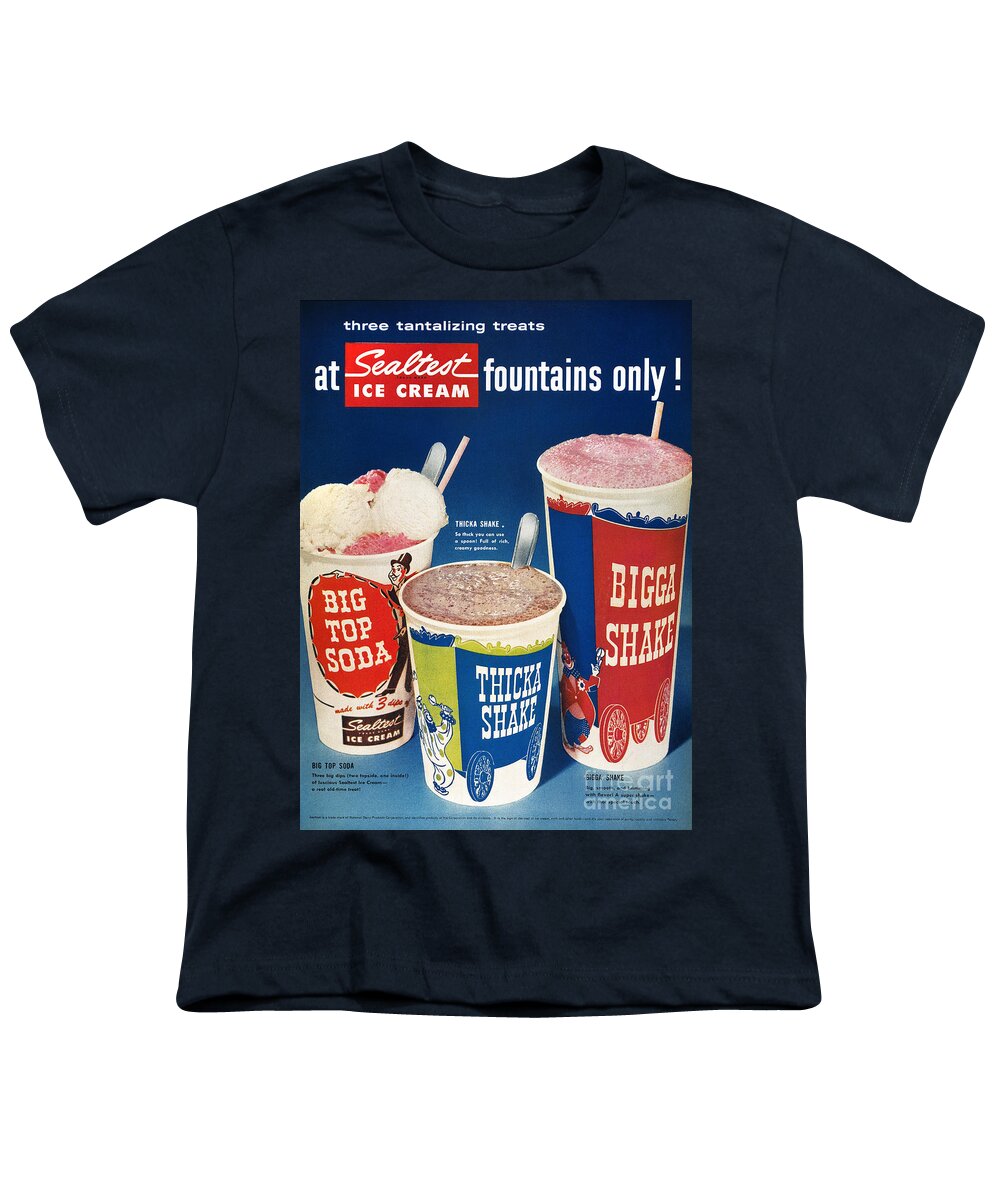 1955 Youth T-Shirt featuring the photograph Ice Cream Ad, 1955 by Granger