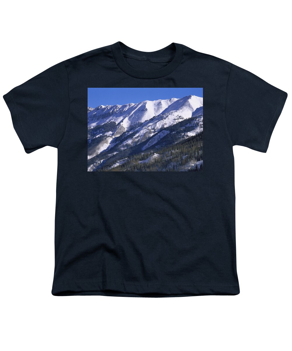 00175020 Youth T-Shirt featuring the photograph San Juan Mountains Covered In Snow by Tim Fitzharris