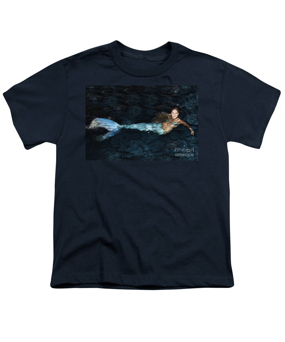 Mermaid Youth T-Shirt featuring the photograph There Is A Mermaid In The Pool by Nina Prommer
