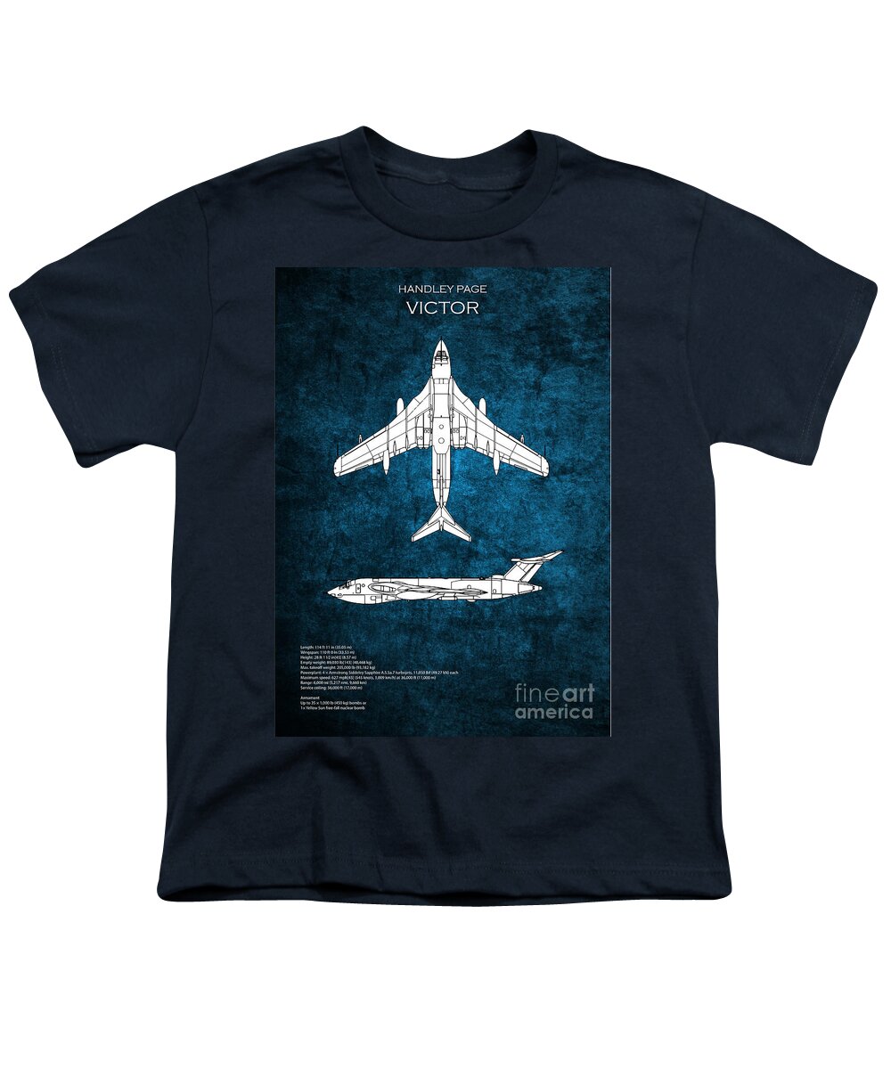 Victor Youth T-Shirt featuring the digital art Handley Page Victor Blueprint #2 by Airpower Art