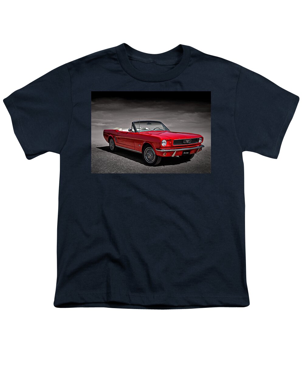 Mustang Youth T-Shirt featuring the digital art 1966 Ford Mustang Convertible by Douglas Pittman